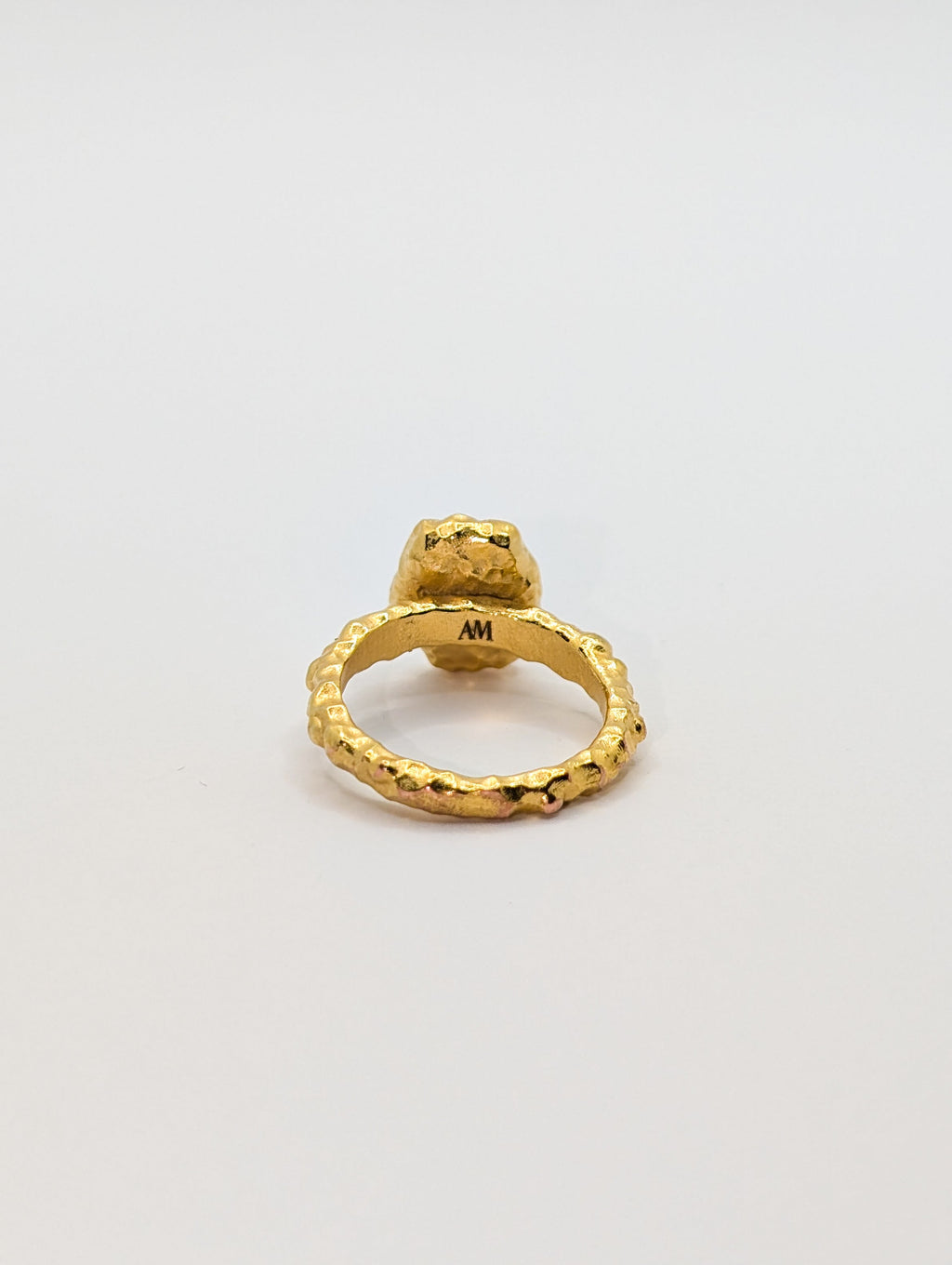 Gold Shelly Mother of Pearl Textured Bezel Ring